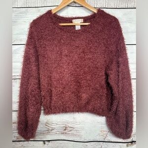 Altard State Womens Crop Blush Fuzzy‎ Sweater Size Medium Long Sleeve Pullover